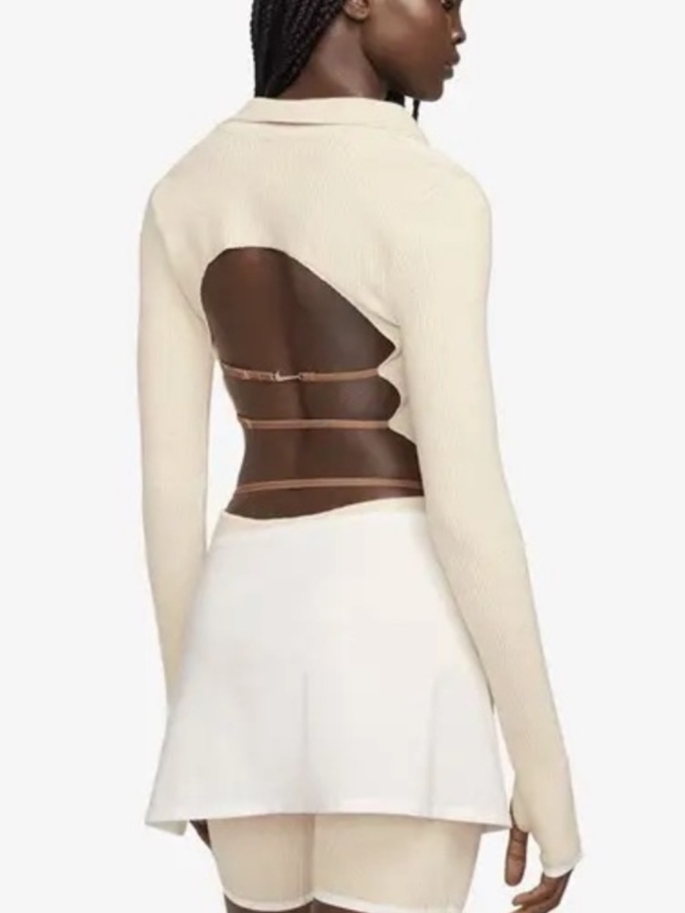 Nike x Jacquemus Le Polo Open-Back Long Sleeve Top with Thumbholes - Swoosh Logo